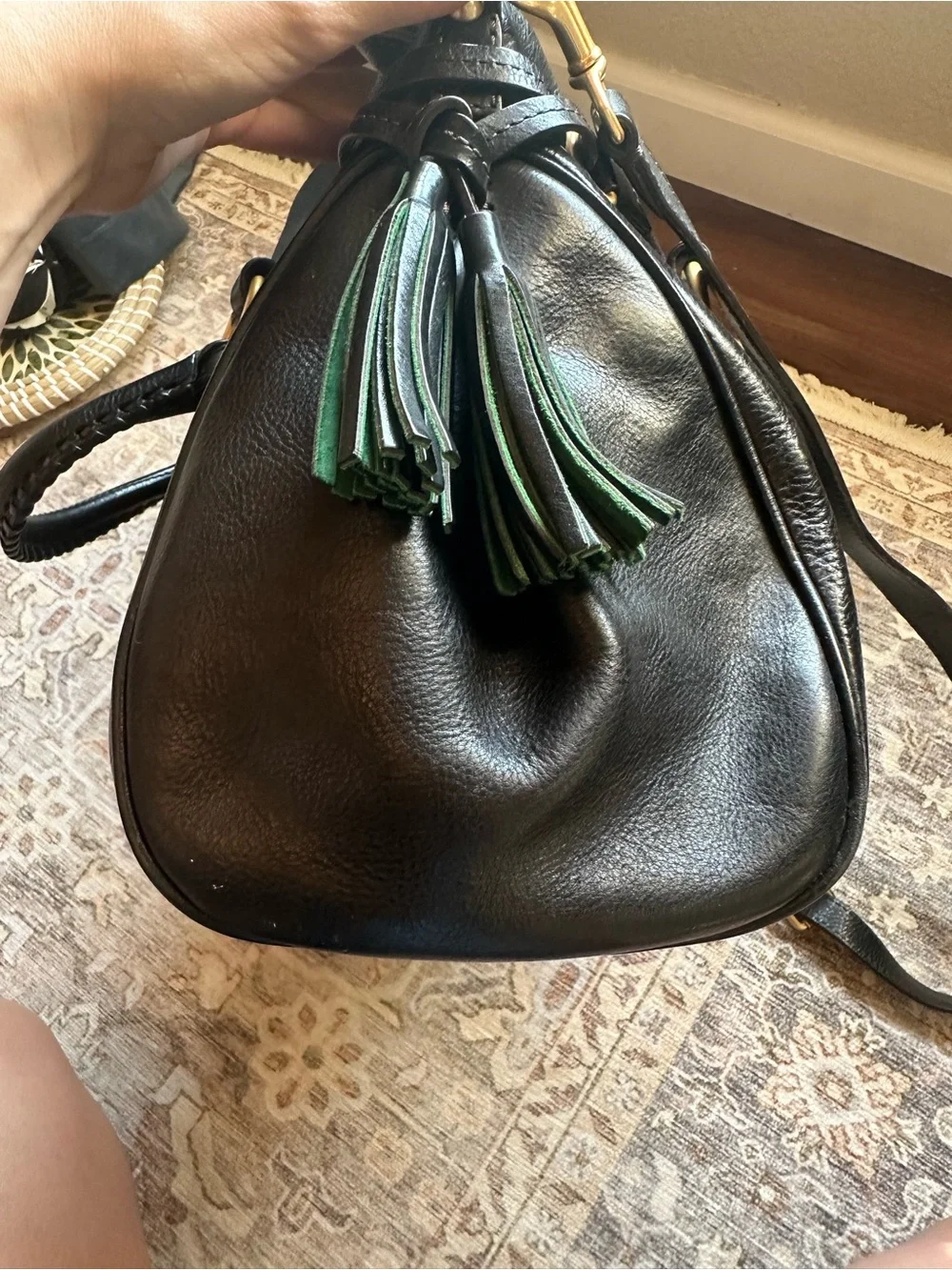 Dooney & Bourke Black Leather Satchel with Gold Hardware